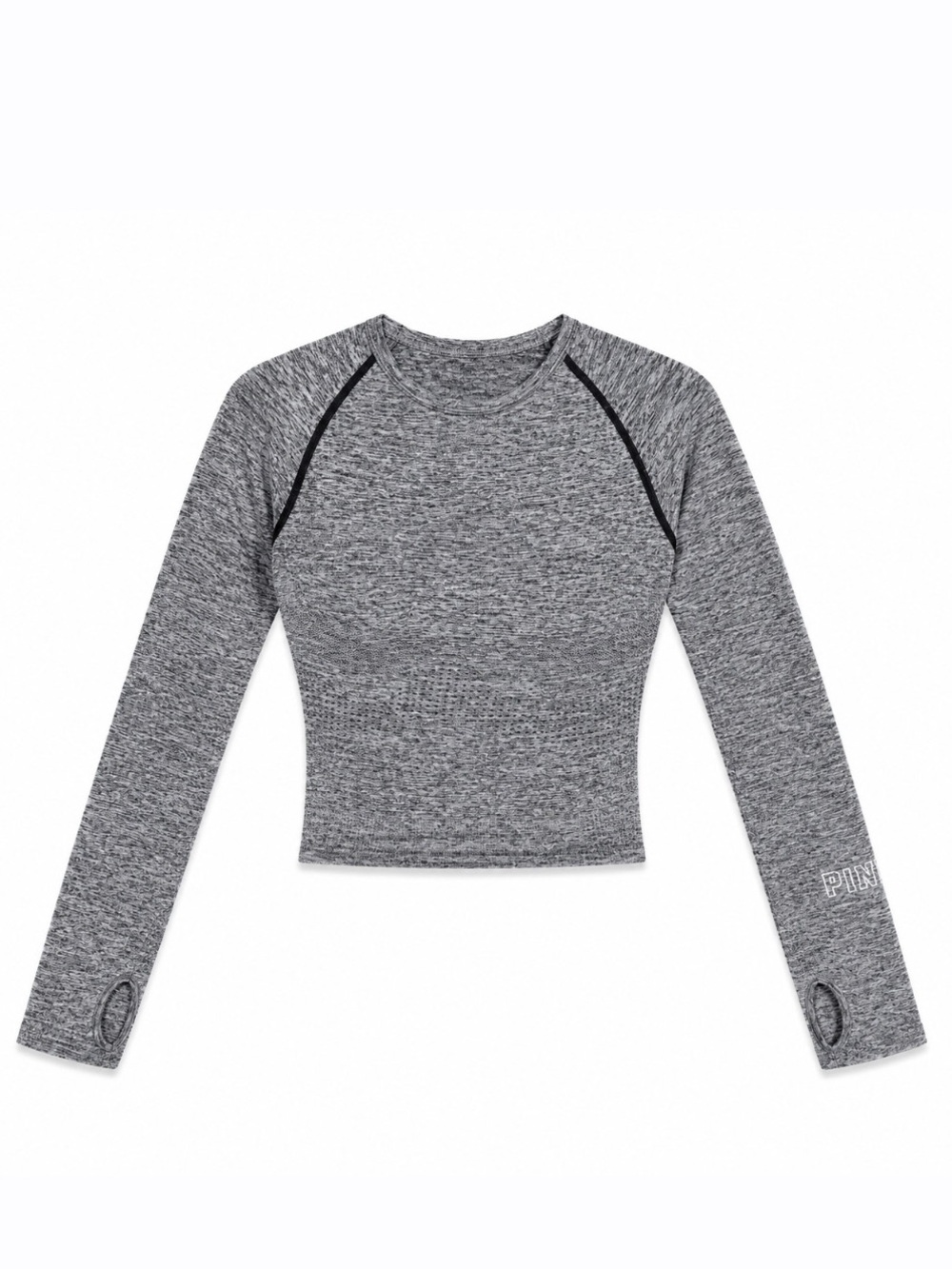 PINK Victoria's Secret Gray Marled Muscle Tee Crop Top